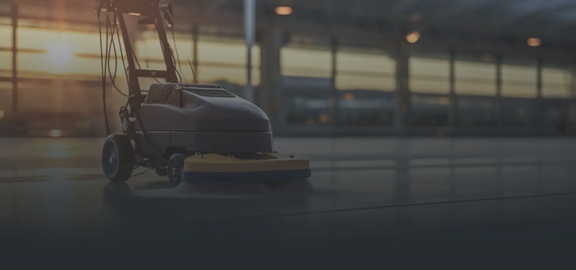 Floor cleaning machinery at work